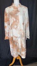Tory Burch Shirt Dress Button Down Tie Dye Silk Size 4 Career Long Sleeve