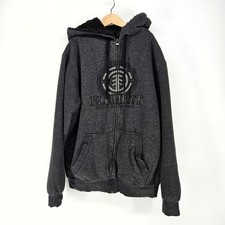 Element Zip Up Hoodie Mens M Charcoal Gray Sherpa Lined Embroidered Logo Skate