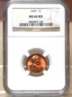 1949 LINCOLN WHEAT CENT NGC MS66RD 897104