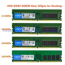 Crucial 8 GB DDR4 2133 2400 2666 3200 MHz DIMM 2Rx8 Desktop Memory 288-Pin x1/x2