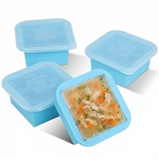Silicone Freezer Tray with Lid 4 Pack Silicone Freezer Molds Ice Cube Tray Ma...