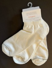 NWT Gymboree M 7-8 Girls Low Ankle Socks 3-Pack Ivory with Metallic Silver Trim