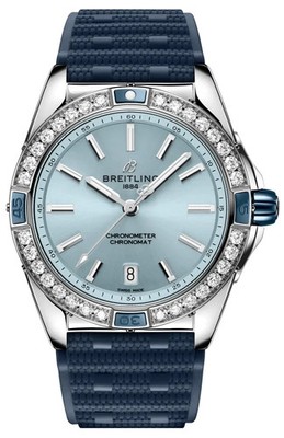 2026 Breitling Super Chronomat A17356531C1S1 Blue Dial Diamond 38mm Womens Watch