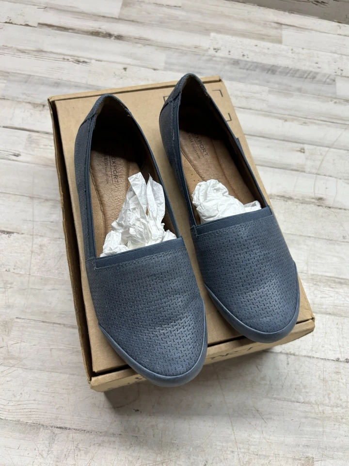 Zapatos sin cordones Rockport para mujer de cuero azul talla 10M cómodos informales planos Foto 2 de 4