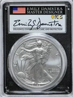 2022 $1 Silver Eagle PCGS Grade MS 70 First Day Issue Emily Damstra Flag