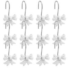 12pcs Bow Knot Shower Curtain Hooks, Decorative Bathroom Bow Hangers Cute Met...