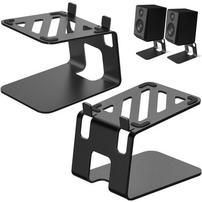 VAYDEER Desktop Speaker Stands with Vibration Absorption Pads, Metal Black 