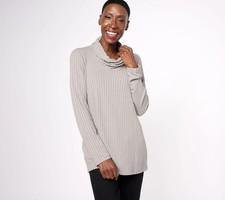 Susan Graver Weekend Sz 3X Reg Sweater Rib Knit Long Sleeve Tunic GRAY A547179