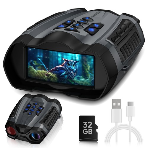 Night Vision Goggles, 4K Binoculars with Camera, 3.5" HD Display and 32GB TF ...