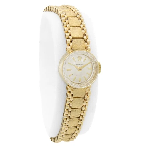 As-Is Ladies' Rolex Cocktail Watch 14KYG 15mm Manual Silver Dial Vintage W231-1