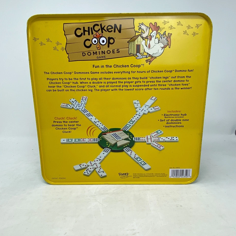 2003 Chicken Coop Dominoes Game Tin By Fundex COMPLETE - Image 2 of 4