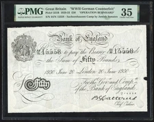 WWII Bernhard Counterfeit Great Britain £50 20 June 1930 PMG Choice VF 35