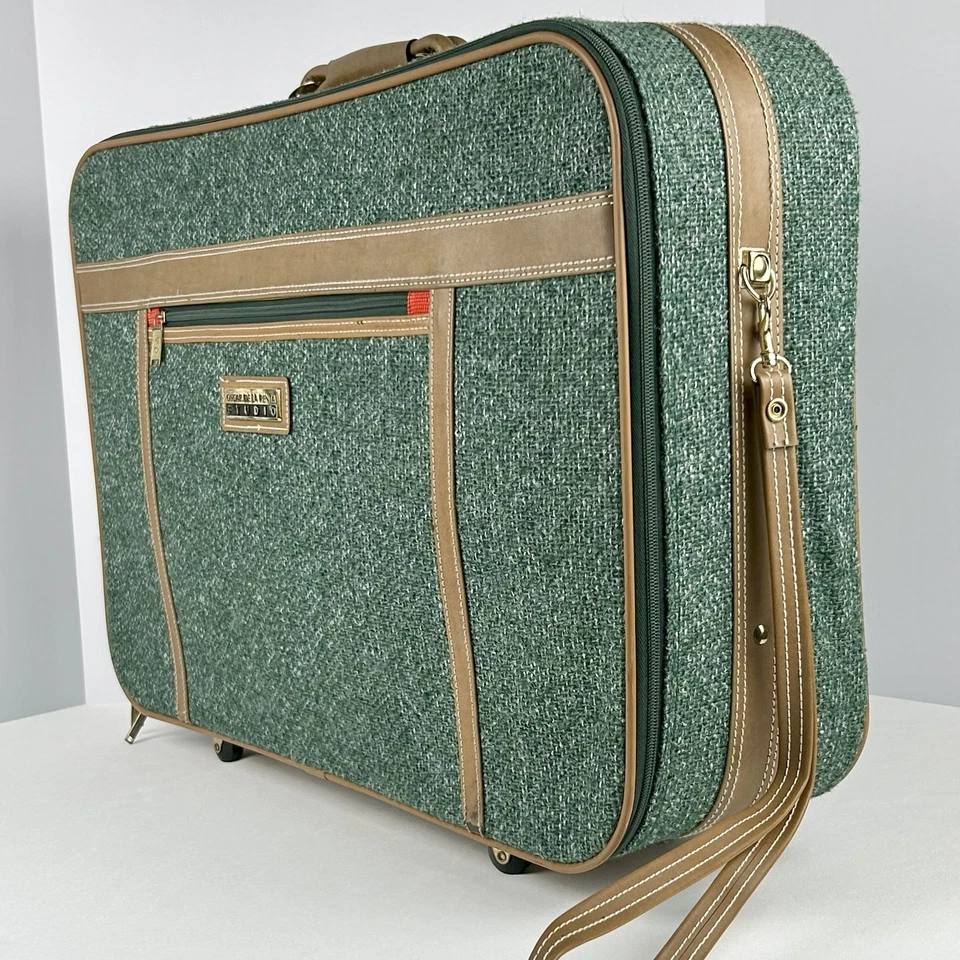 Oscar de la Renta Studio 5 件套绿色粗花呢复古行李箱套装旅行包 — 第 4/4 张图片