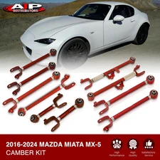 Red Rear Adj. Suspension Camber Kit Toe Traction Arms For 2016-2024 MX5 Miata ND
