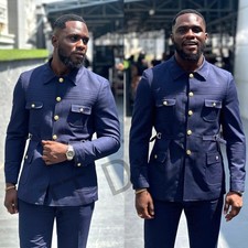 Business Men's Safari Jackets with Belt Four Pockets 2 Pcs Outdoor Hunting Coats