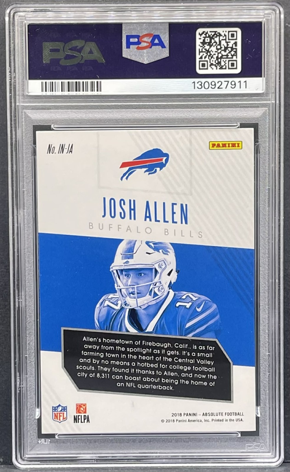 2018 Panini Absolute Introductions Josh Allen Gold Spectrum Rookie RC PSA 10 GEM view 2
