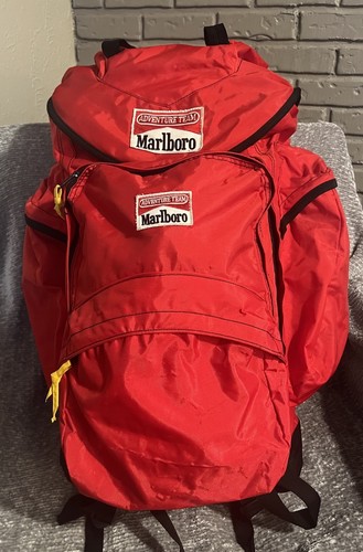 Vintage Marlboro Adventure Team Hiking Backpack Detachable Day Pack Red 90s