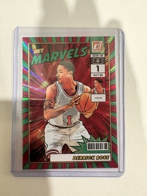 Derrick Rose SSP Red/Green Laser Donruss 2025-26 Net Marvels #8 Chicago Bulls