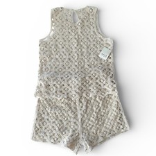 a.n.a Cream Lace Crochet Shorts and Top Set Lined Boho Festival Size Medium