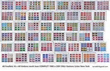ONU NY Nations Unies 48 feuillets Drapeaux 1980 à 1989 1997 1998 1999 2001