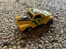 Vintage AFX Aurora T Jet WILLYS GASSER Slot Car Xlerators Yellow Green UNTESTED