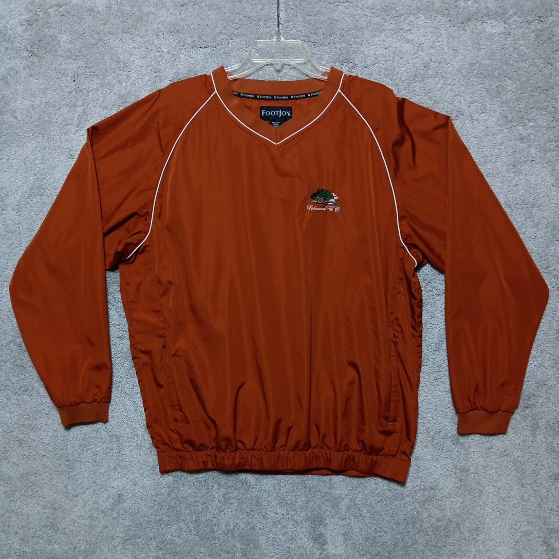 Footjoy WindBreaker Mens Size XL Burnt Orange V-Neck Long Sleeve FJ Preppy Golf