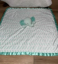 Cloud Island Mint Green Elephant Lovey Baby Security Blanket Chevron Large 29  