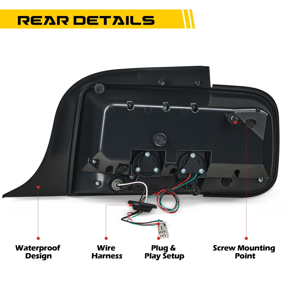 Smoked LED Sequential Tail Lights for 2005-2009 Ford Mustang Signal Brake Lamps Foto 3 de 4
