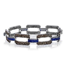 3.30ctw Rose Cut Diamond Vintage Sapphire Studded Silver Link Bracelets Jewelry