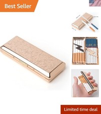 Chic Metal Cigarette Case - Holds 10 Cigarettes, Spring Clip Closure, Vines Gold