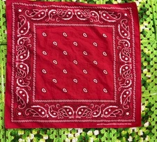 Vintage Bandana Handkerchief Red Retro Faded Worn Cotton Colorfast China 13960