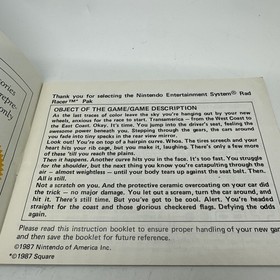 Solo manuale istruzioni Rad Racer NES (Nintendo Entertainment System, 1987)