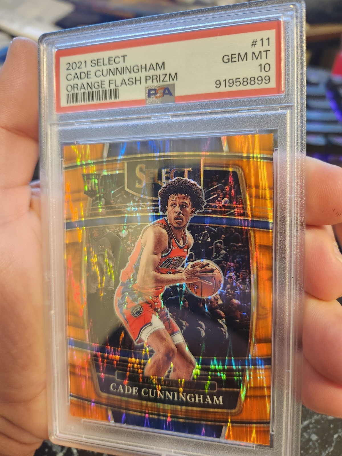 2021-22 Cade Cunningham Panini Select Concourse Orange Flash Prizm RC PSA 10!