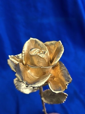 Gorgeous Gold Dipped Rose Semi Open Bud 11'' 