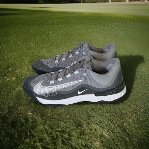 Nike Alpha Huarache Elite 4 Turf Baseball Mens Sz 12 Wolf Grey White DJ6523-010