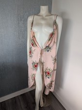 TOPSHOP Pink Floral Midi Dress UK10 Tie Front Split Summer Festival Holiday Boho