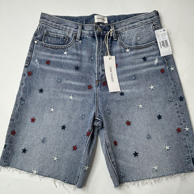 Driftwood Women s 29 Denim Bermuda Shorts Starry Night Embroidered