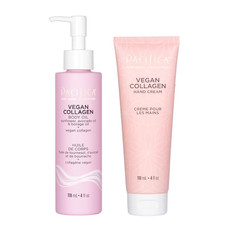 Pacifica Beauty Vegan Collagen Hand Cream and Body Oil with Pump Set, Bath and B