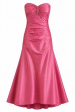 Vintage Y2K MoriLee Pink Rhinestone Corset Back Strapless Formal Gown Dress 4011