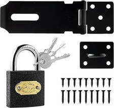 4" Black Security Padlock with Mounting Kit for Exterior Shed Locks Cabinets UK