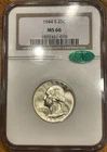 1944 S Washington Silver Quarter 25c NGC MS66 CAC Uncirculated