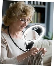 5X 15X Hands Free Magnifying Glass with Light for Reading 3 Color 48 LEDs,