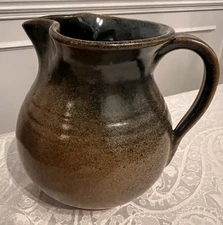 Vintage Jugtown Pottery 5.5 Inch Pitcher Creamer Green and Brown