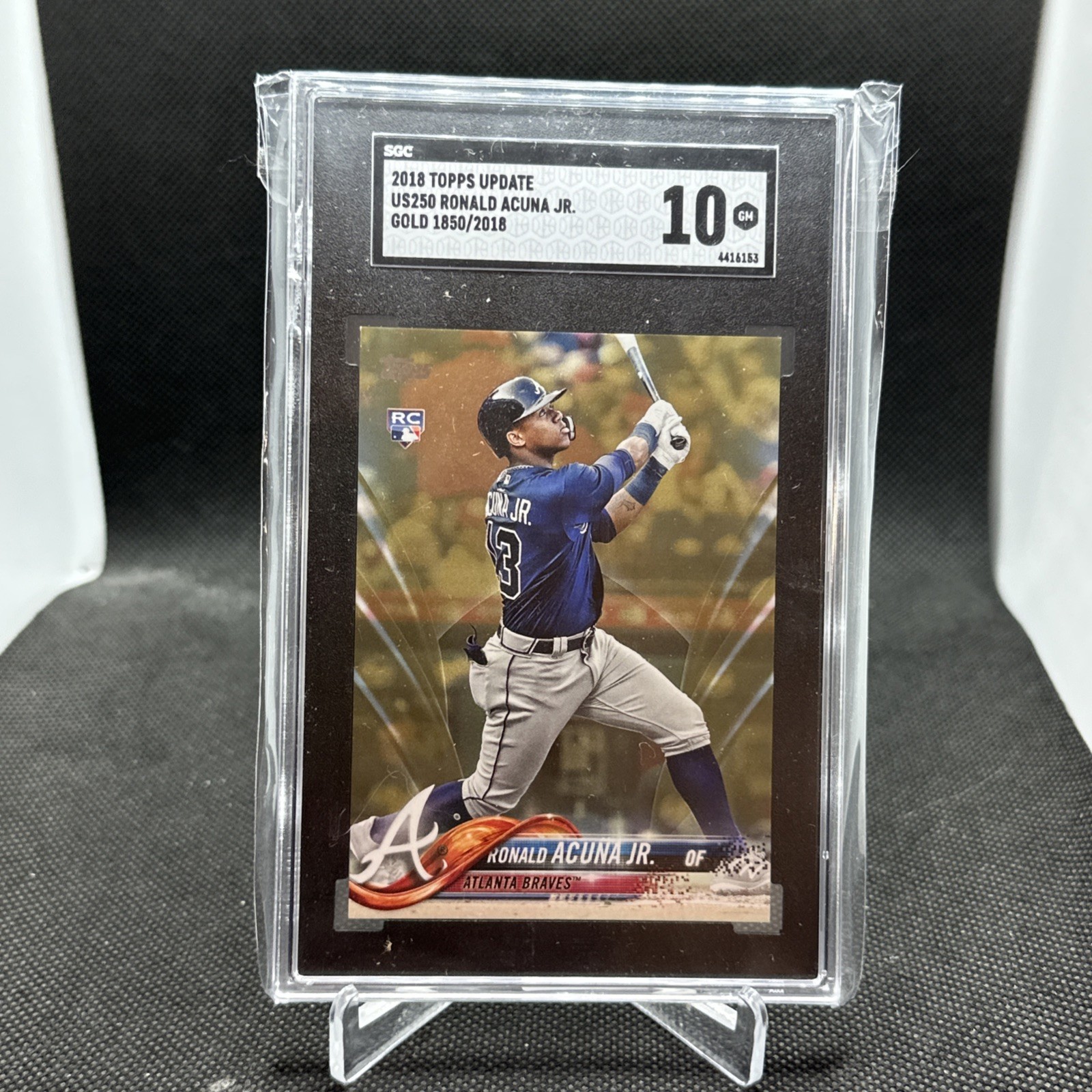 2018 Topps Update US250 Ronald Acuna Jr Gold #'d 1850/2018 SGC 10 Gem Mint