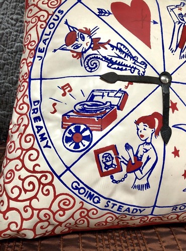 VTG 1960s "TEENAGER IN LOVE" Novelty Sayings VINYL BOUDOIR PILLOW *Super HTF - Picture 2 of 10