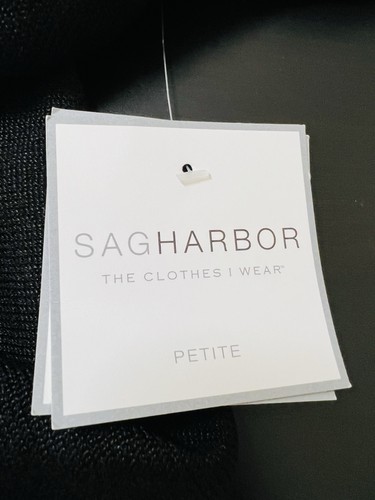 Maglia Sag Harbor Petite Medium PM nera manica corta scollo floreale nuova con etichette - Foto 5 di 6