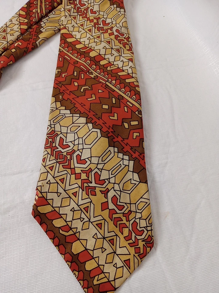 Corbata de seda italiana Leonardo vintage años 60 70 colores brillantes funky Foto 3 de 4