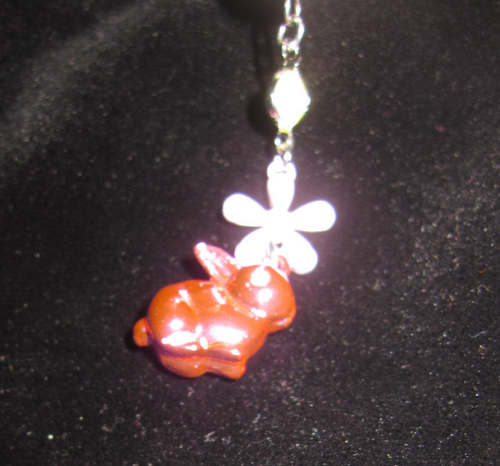 Betsey Johnson Hop To It Flower Egg Y Necklace Multi - Picture 3 of 4