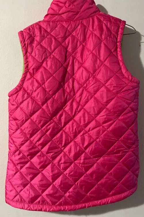 NWT Lexi York Reversible Vest Quilted Fleece Green Full Zip W Pockets Small Pink - Image 2 of 4