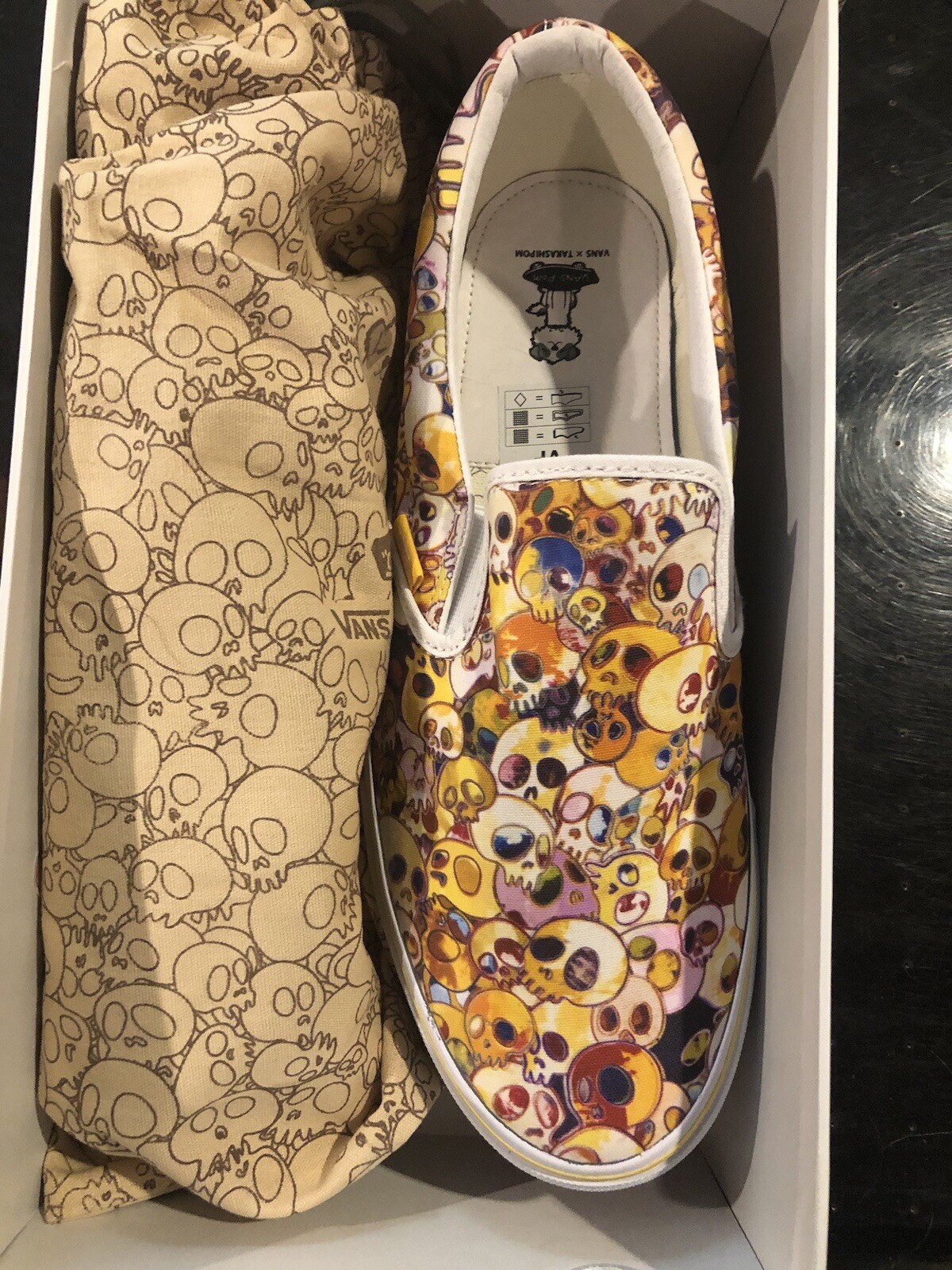 PANTOFOLA D’ORO Nuovo VANS Takashi Murakami collaborazione slip on teschio giallo taglia 11 5 uomo pennino